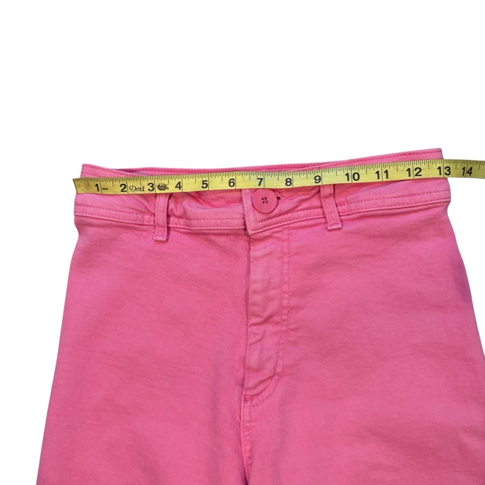 Zara Hot Pink Marine Straight High Rise Wide Leg Jeans 
Raw Hem, Sz 4 - Picture 10 of 15